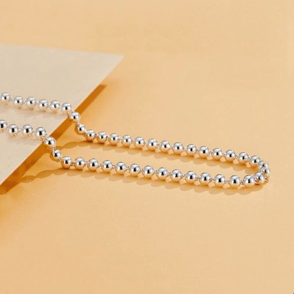 *NEW 925 Sterling Silver 18'' Bead Necklace - Picture 4 of 6